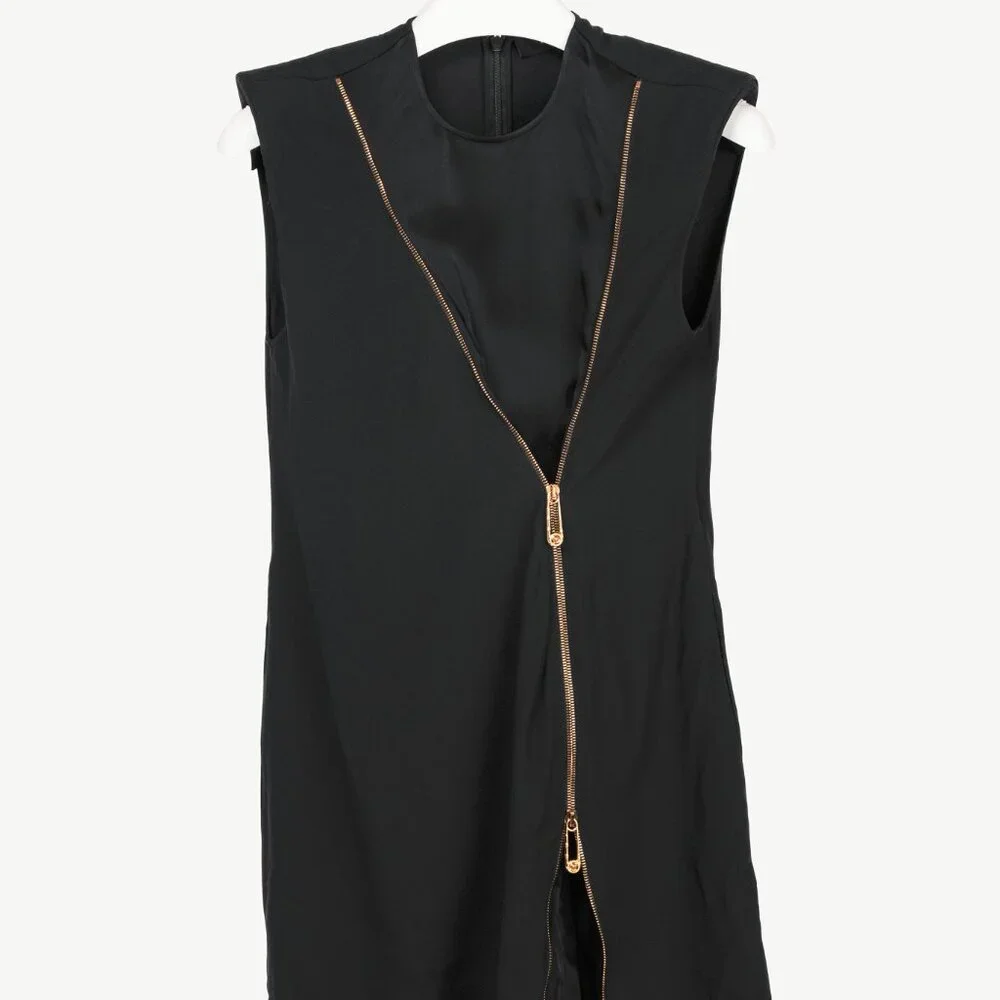 Versace PF20 Black Envers Satin Safety-Pin Short Dress - Picture 2 of 13